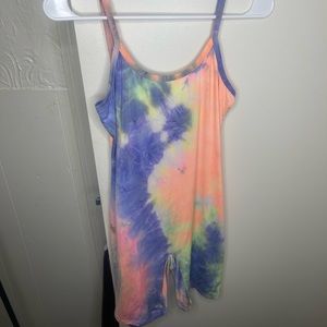 Tie-dye shorts jumpsuit
